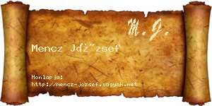 Mencz József névjegykártya